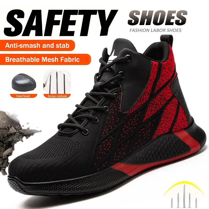 Anti-Smash Anti-Puncture Safety Shoes Men For Work Sneakers Women Men Steel Toe Work Shoes Security Protective Shoes Lightweight
