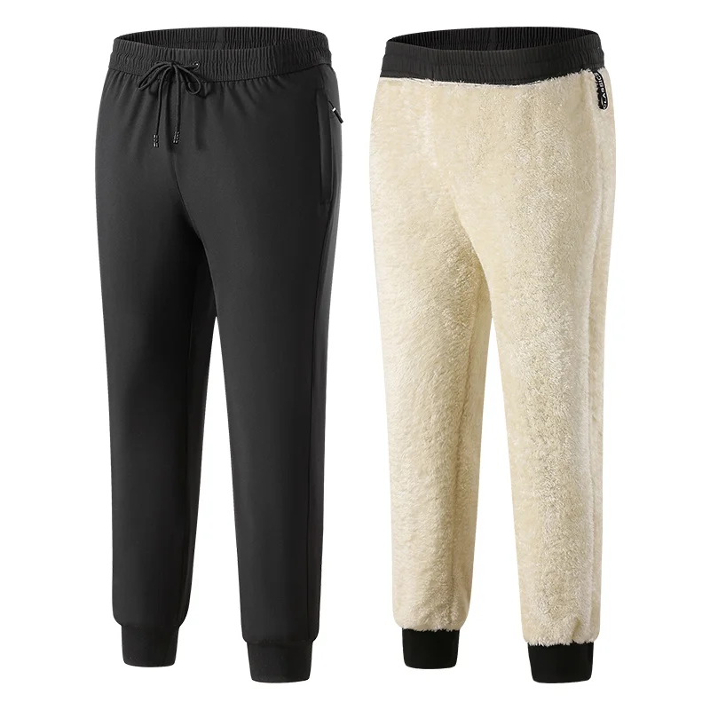 Fleece Padded Men Loose Straight Pant Warm Casual New Spring Autumn Classic Thick Fashion Trouser Sport Active Jogger Sweatpants