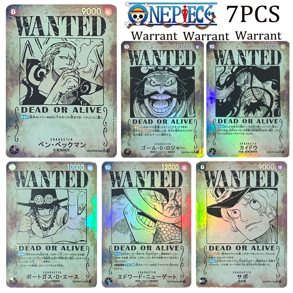 Una pieza DIY Warrant Shanks Luffy Sabo barba blanca refracción brillo textura estampado de papel de aluminio tarjetas coleccionables regalos de vacaciones