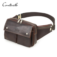 CONTACT'S Genuine Leather Waist Bags for Men High Quality Leather Waist Packs Crossbody Bag Chest Bum Bag for 8.3\