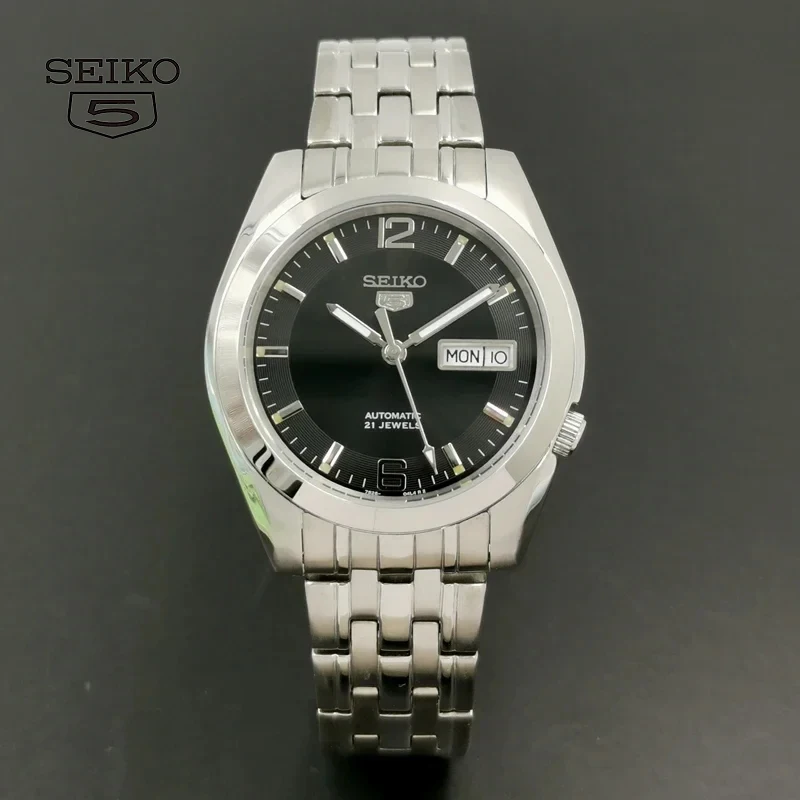 SEIKO 5 Men\'s new casual fashion luminous week calendar luxury stainless steel automatic movement mechanical watch