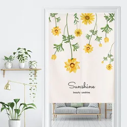 Sunflower Door Curtain Yellow Flower Doorway Curtain Kitchen Bedroom Partition Curtain Living Room Entrance Hanging Half-Curtain