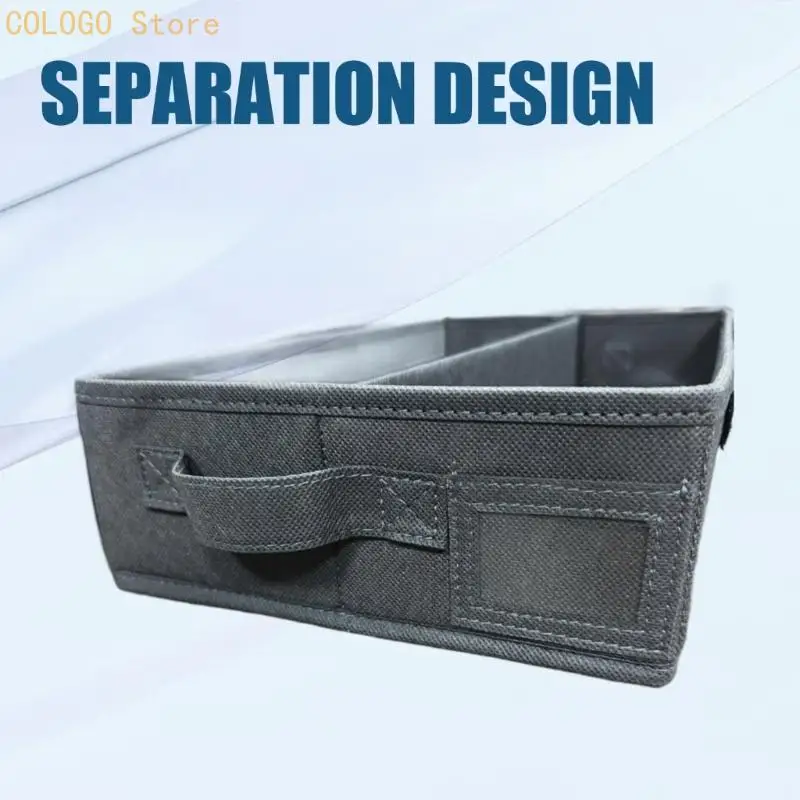 Media Storage Box for Cassette Collections with Center Divider and Carry Handle, Soft Fabric Case for Shelf, Cabinet and Desktop