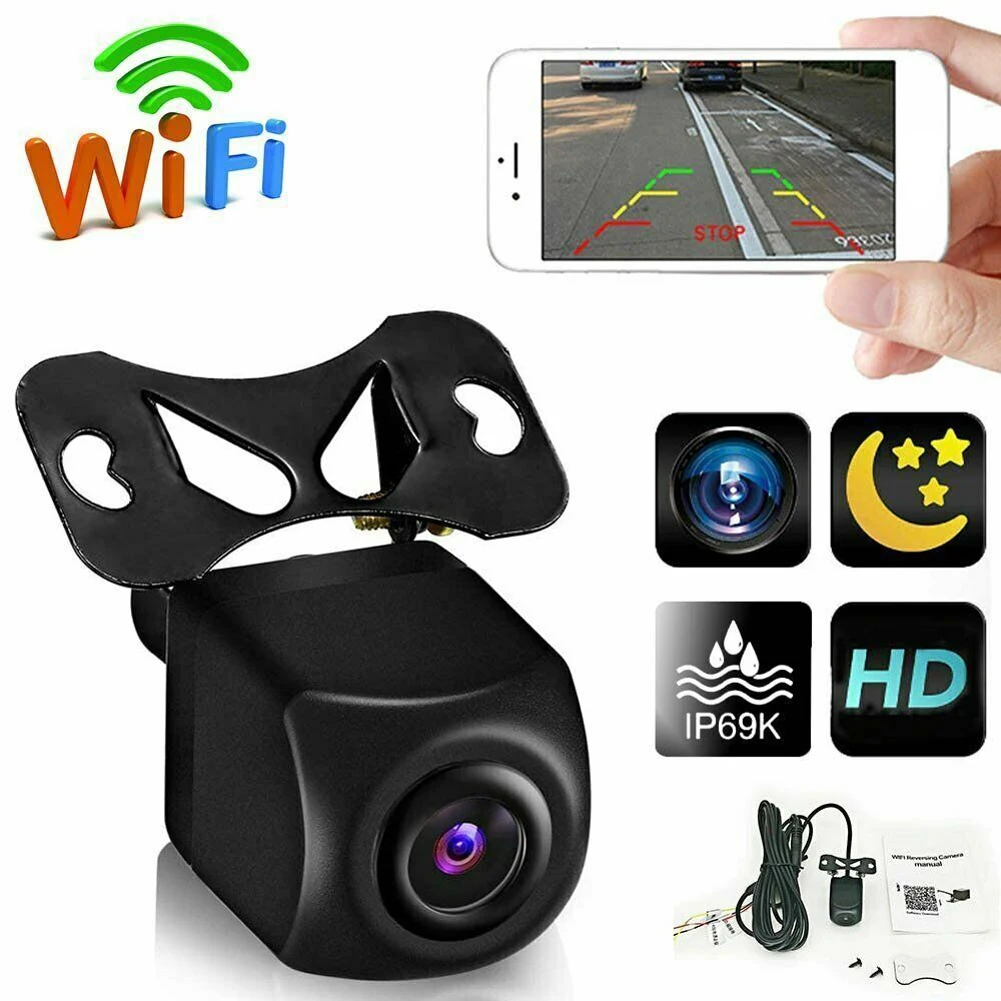 Wireless WiFi Car Rear View Camera Night Vision HD Car Backup Camera IP67 Waterproof Reverse Cam Support for Android IOS view 2