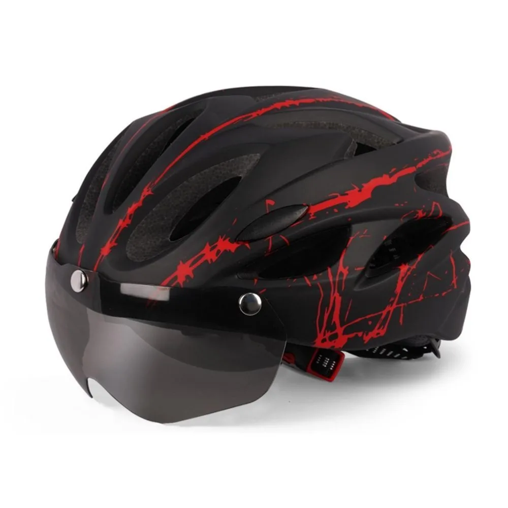 EPS + PC Cycling Helmet Breathable Lightweight Bike Helmet Adjustable with Detachable Magnetic Goggles Mountain Bike Helmet