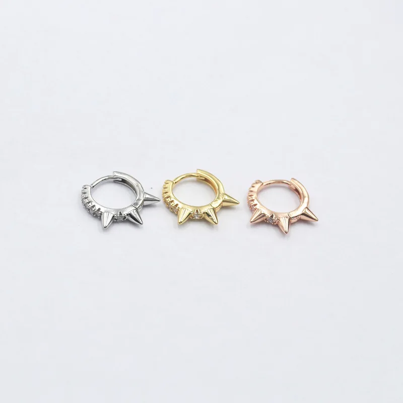 Shiny Zircon Paved Closed Circle Ear Cartilage Piercing Earring Gold Color Copper Hoop Cuff Jewelry Wholesale