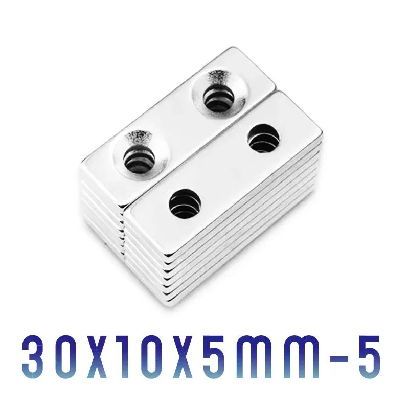 

2/5/10/15/20/50PCS 30x10x5-5mm Neodymium Magnet Countersunk Hole 5mm Block Rectangular Powerful Strong Magnetic Magnet 30*10*5-5