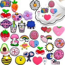 Hot Sale 1Pcs PVC Shoe Accessories Avocado Donut Flower Rainbow Sandals Buckle Decoration For Kids Girls Gifts