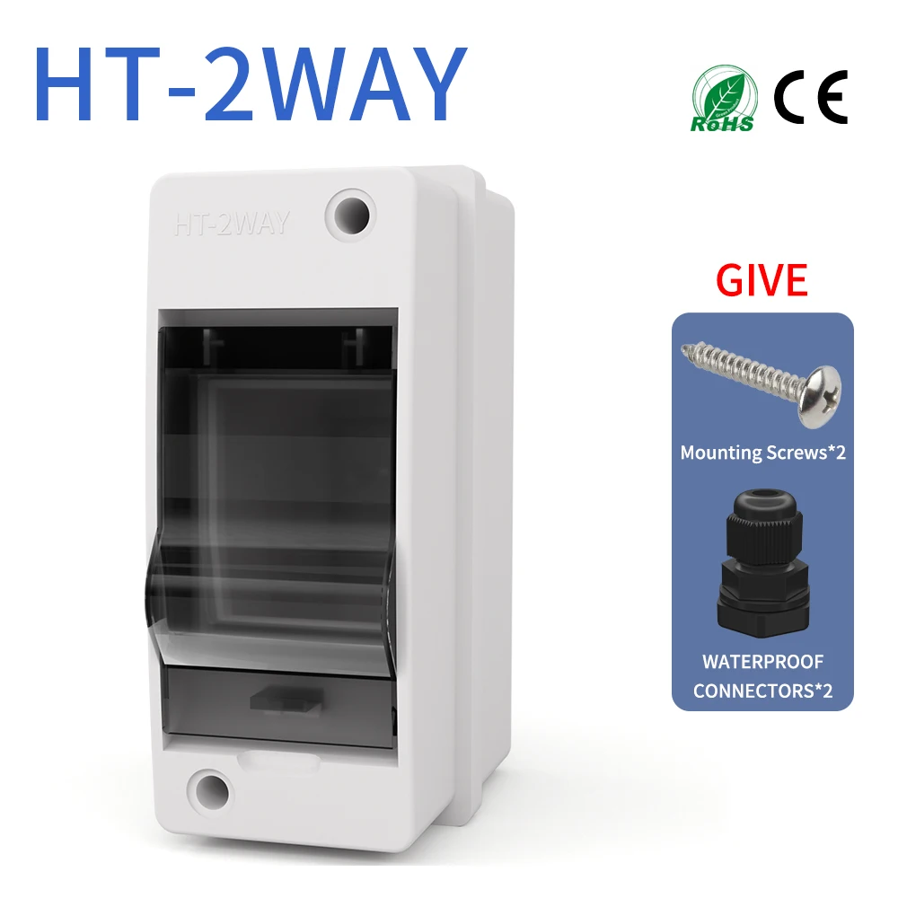 Verteilerkasten HT-Serie Anschlusskasten 2/3-Wege PC-Kunststoff Outdoor Elektrische IP65 Wasserdichte Sicherungskästen mit Klemmen DIN-Schiene