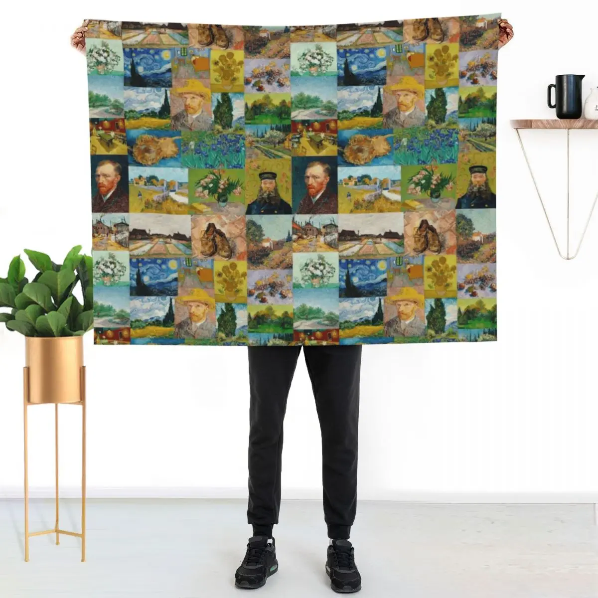 Van Gogh Collage Throw Blanket Modern Design Soft Blanket for Home Decor
