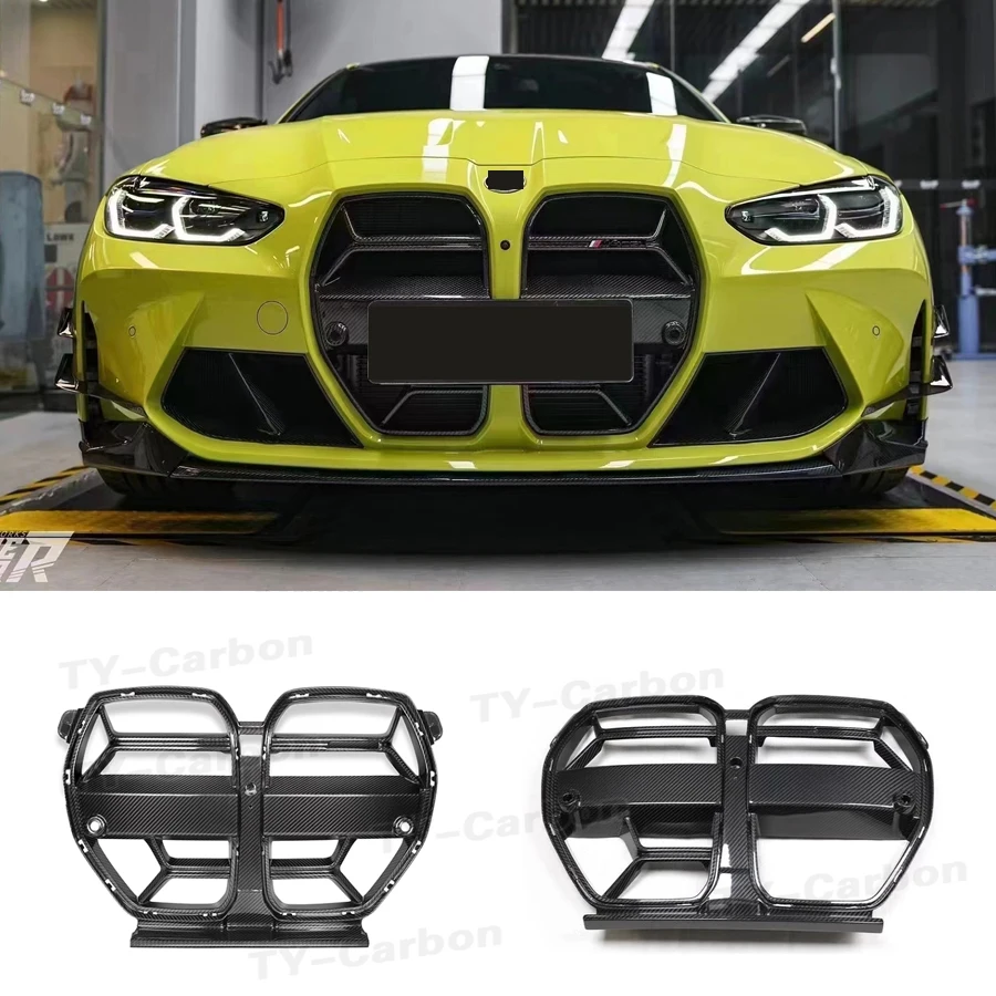 

Car Front Bumper Grilles Real Dry Carbon Fiber For BMW 3 4 Series G80 M3 G82 G83 M4 2021-2024 Racing Front Grills FRP