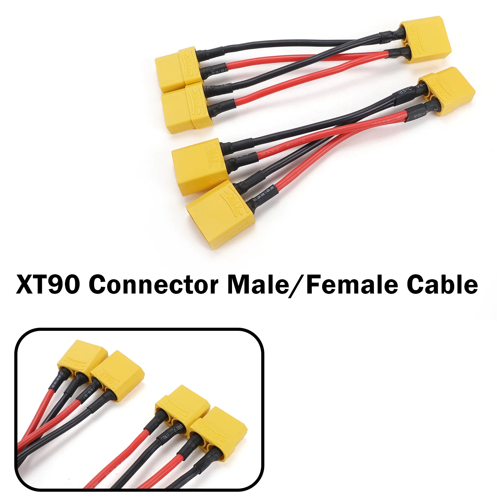XT90 Parallel Cable Y Lead 10CM 14AWG 1M2F 1F2M Y Splitter Adapter for RC Battery Charger Drone FPV
