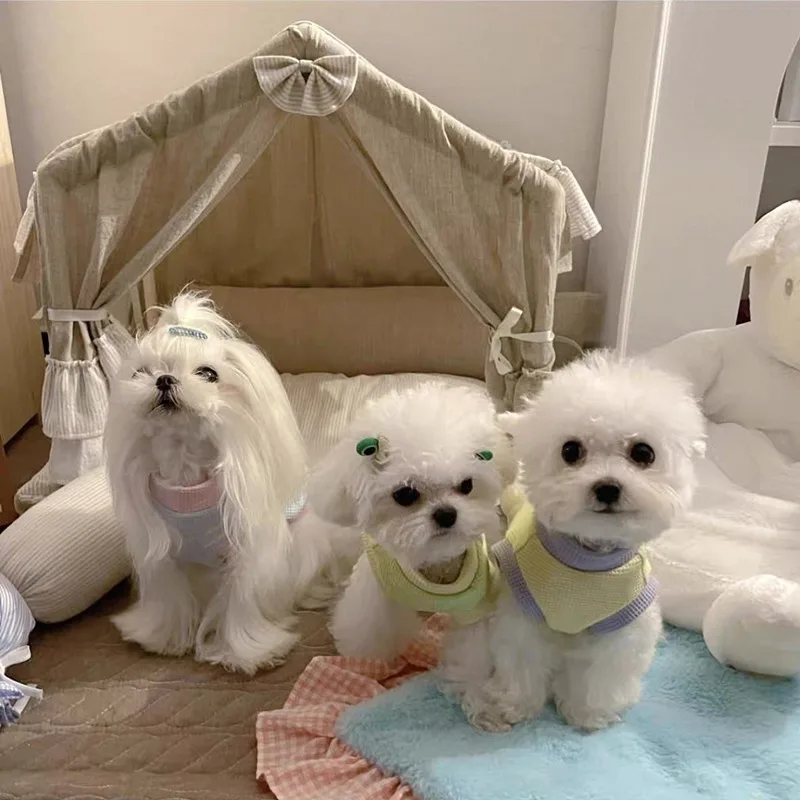 

Summer Sun Dog Clothes Thin Pomeranian Vest Teddy Fashion Waffle Pullover Cartoon Dog Clothes Anti Hair Loss T-shirt