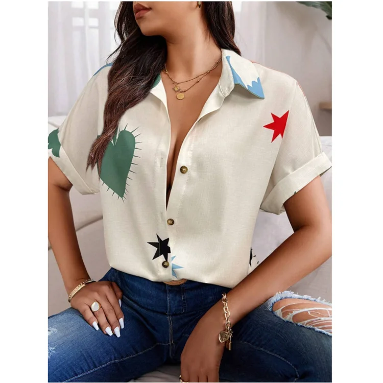 

Fashion Printed Polka Dot Short-sleeved Shirt Women In Summer Casual Loose Button Top For Women 2026 Blusas De Mujer Camisas