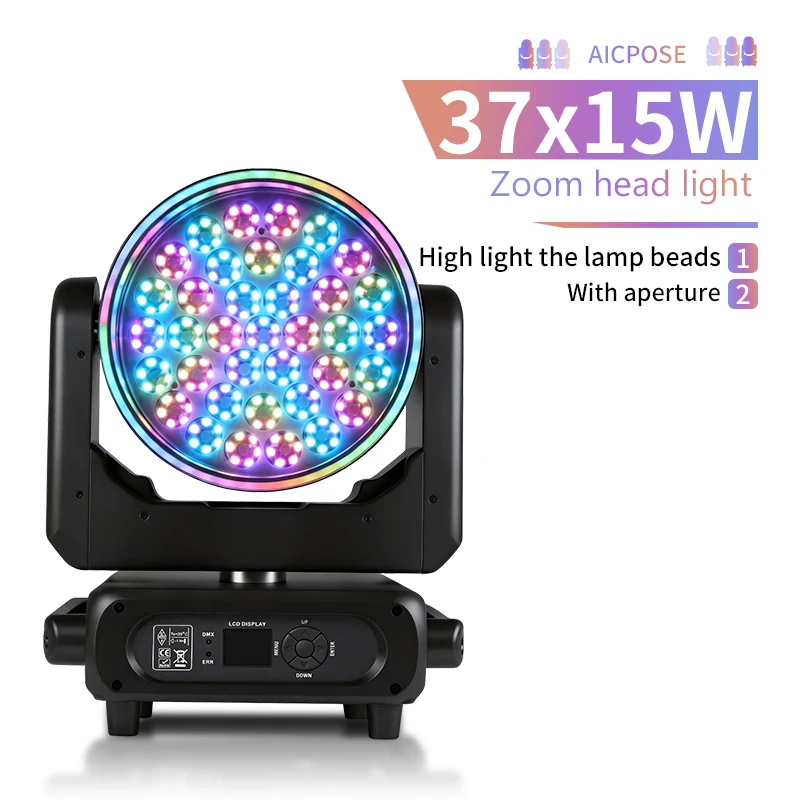 

LED 37x15W Wash Zoom Light DMX512 Moving Head Professional DJ/Bar/Party/Show/Stage Machine