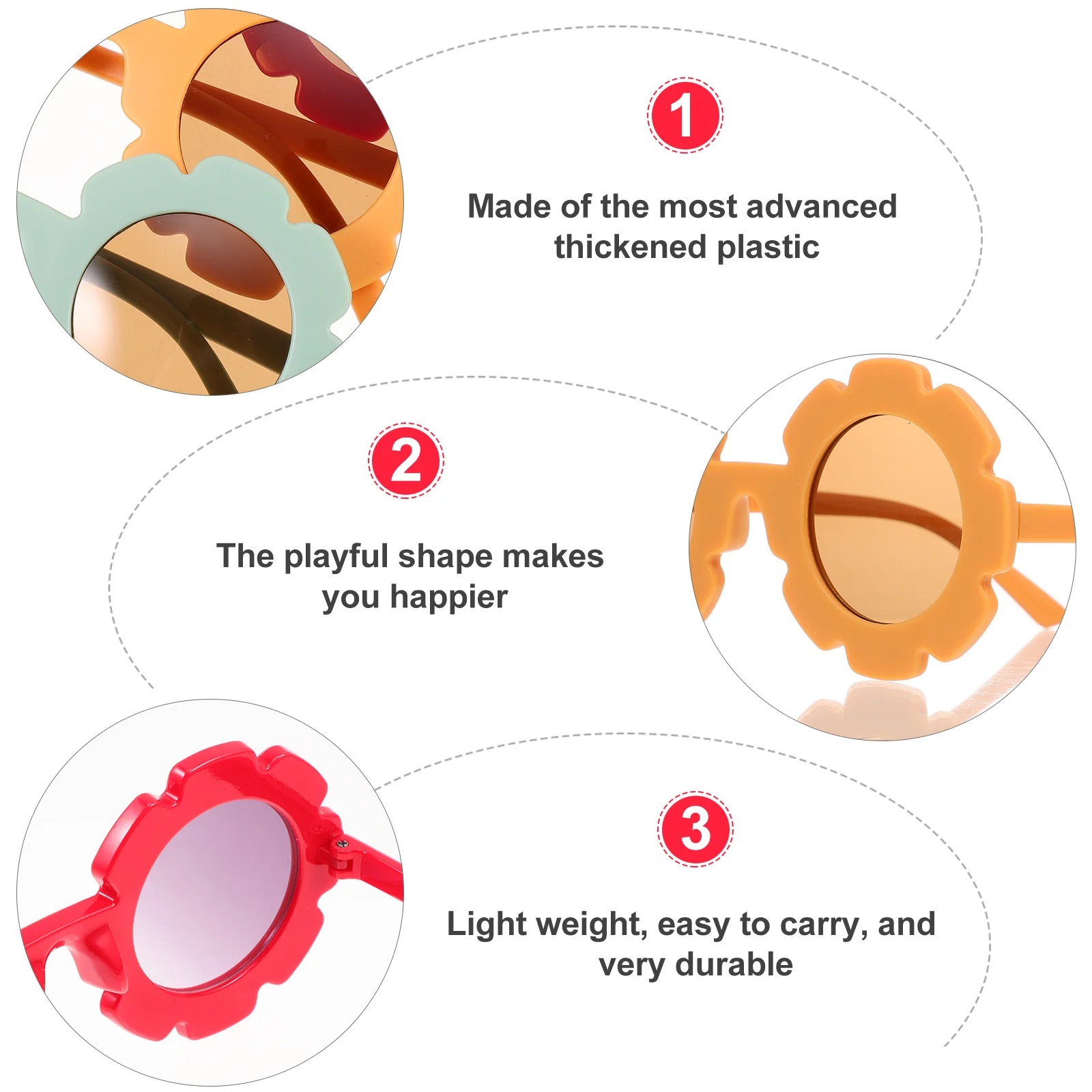 

3pcs Kids Sunglasses Baby Funny Party Glasses For Children Festival Decor Toddler Boy Girl Sunflower Sunglasses Girl Shades