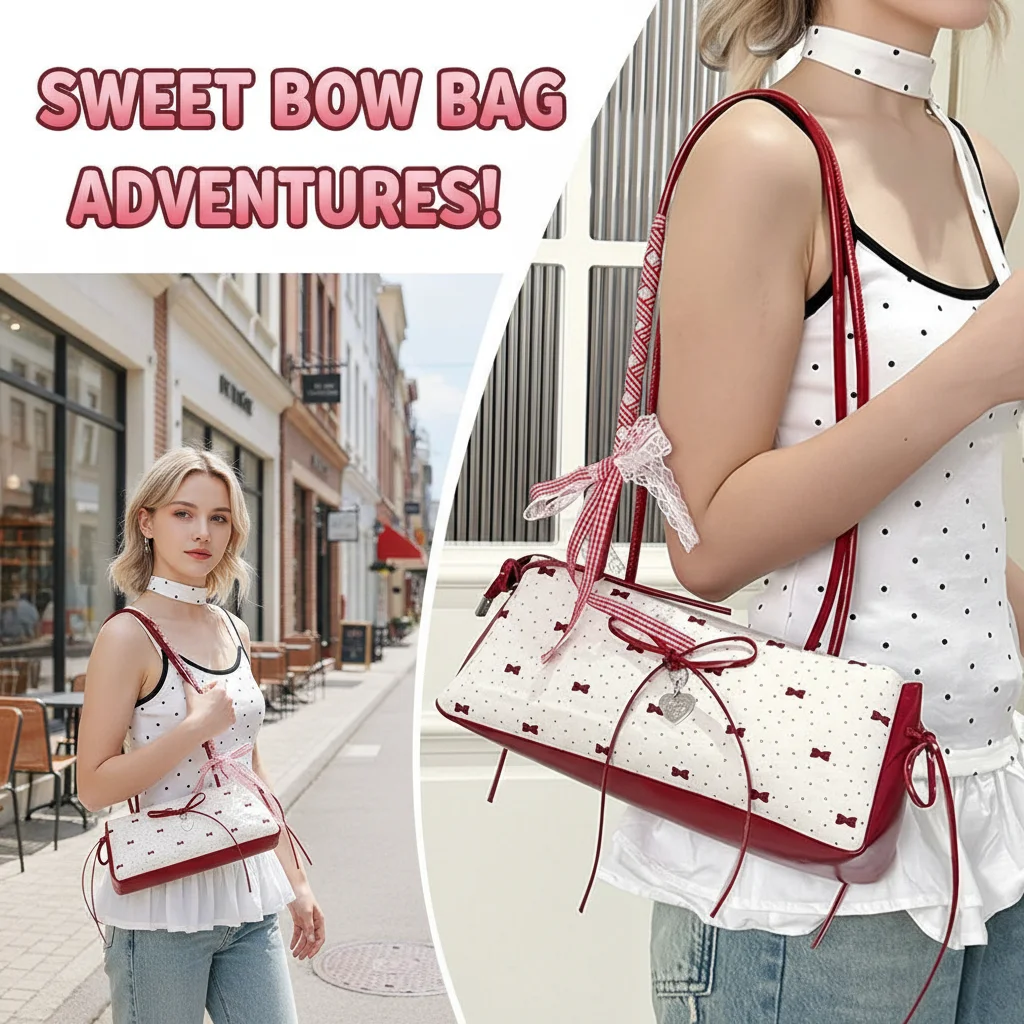 

Элегантная женская сумка через плечо с принтом в виде банта, модная и стильная сумка для покупок, легкая сумка для хранения вещей подмышкой