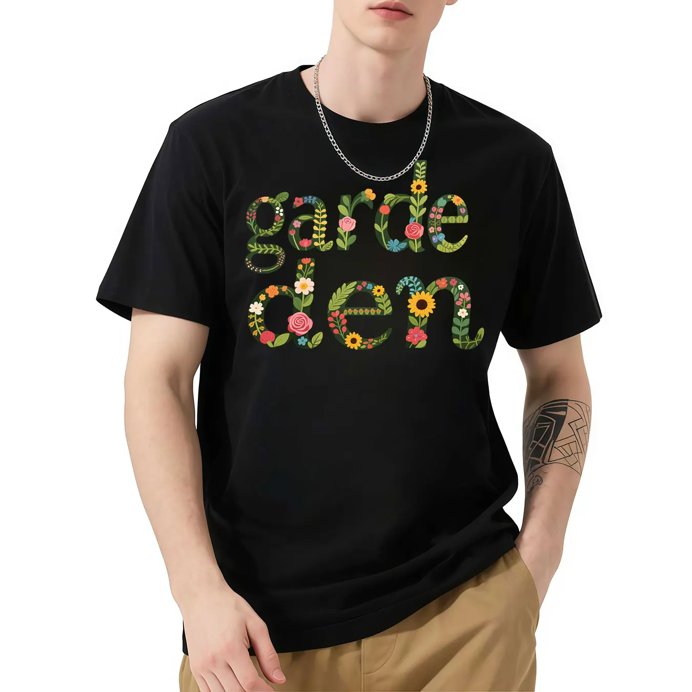 

Garden - Themed Graphic T - Shirt, Floral Garden Print, Short Sleeve, Nature - Inspired Design, Perfect for Outdoor Enthusiasts