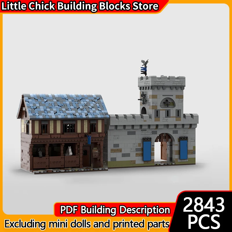 

Medieval Castle Model MOC Building Bricks Gatehouse And Stables Modular Technology Children Holiday Gifts Assemble Toys Suit