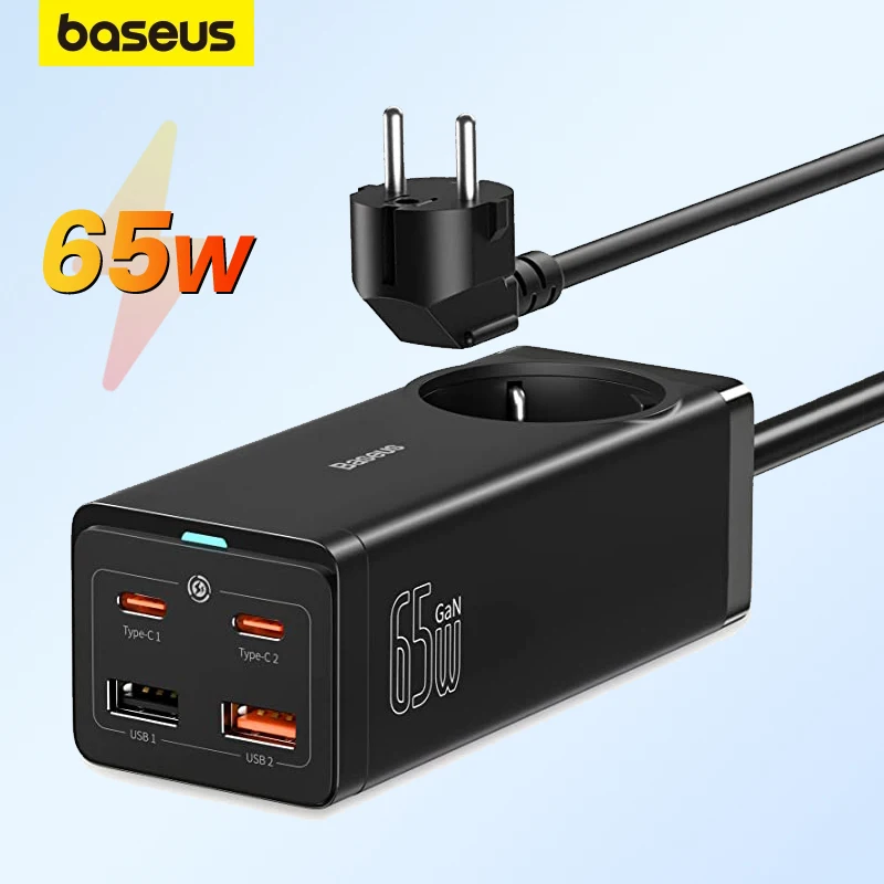 

Baseus 65W GaN Power Strip USB Type C High Speed Fast Charge PD Charger for iPhone Samsung S23 S22 Xiaomi 13 Quick Phone Charger