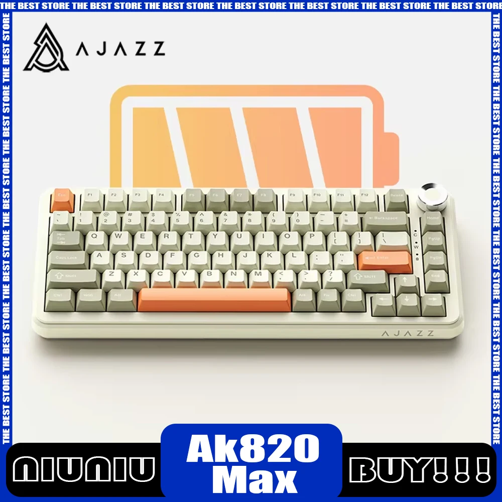 

New Ajazz Ak820max Mechanical Keyboard 8000mah Multifunctional Knob Smart Screen Wireless Gaming Keyboard 75% Tri Mode Pc Gamer