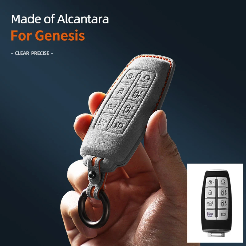 

For Genesis G80 GV70 GV80 2020 2021 2022 Alcantara High-quality Car Key Case Cover Holder Key Shell Buckle Accessories