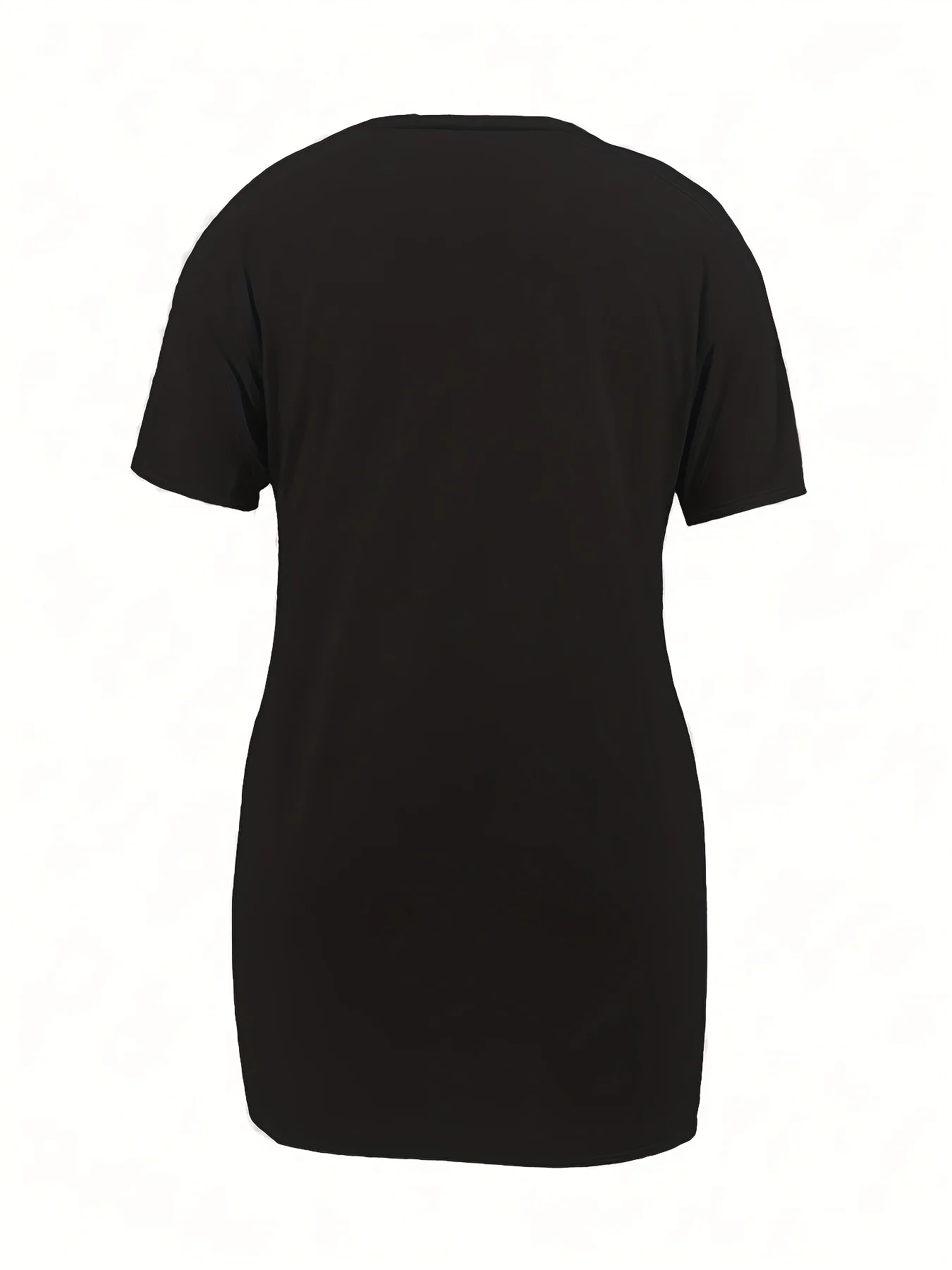 Stilvolles Plus-Size-T-Shirt-Kleid mit Seitenschlitzen für mühelosen Chic-Look – Detail 2