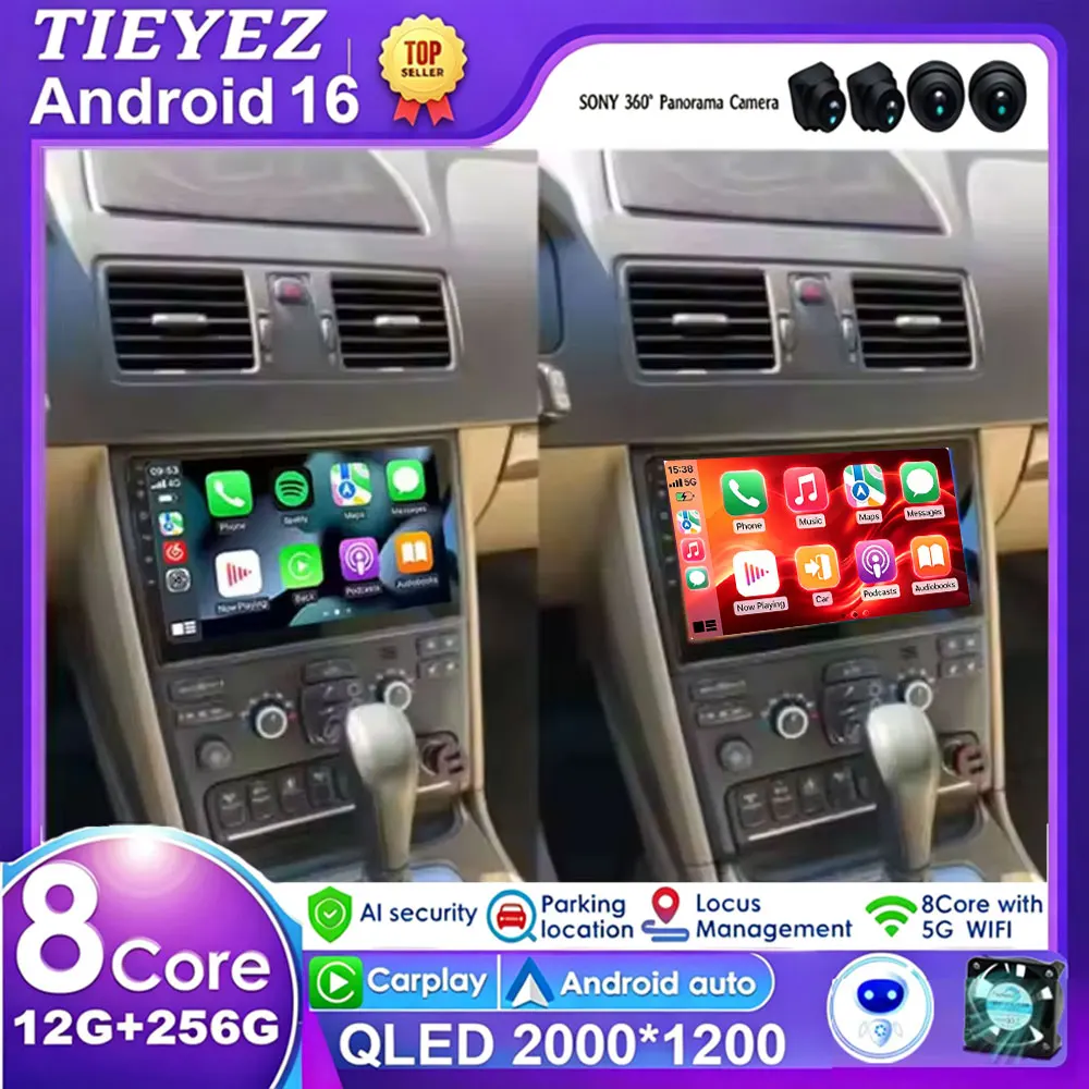 Car Radio Android 16 For Volvo XC90 2004 2005-2014 Multimedia Video Player Navigation Stereo GPS CarPlay WiFi 5G