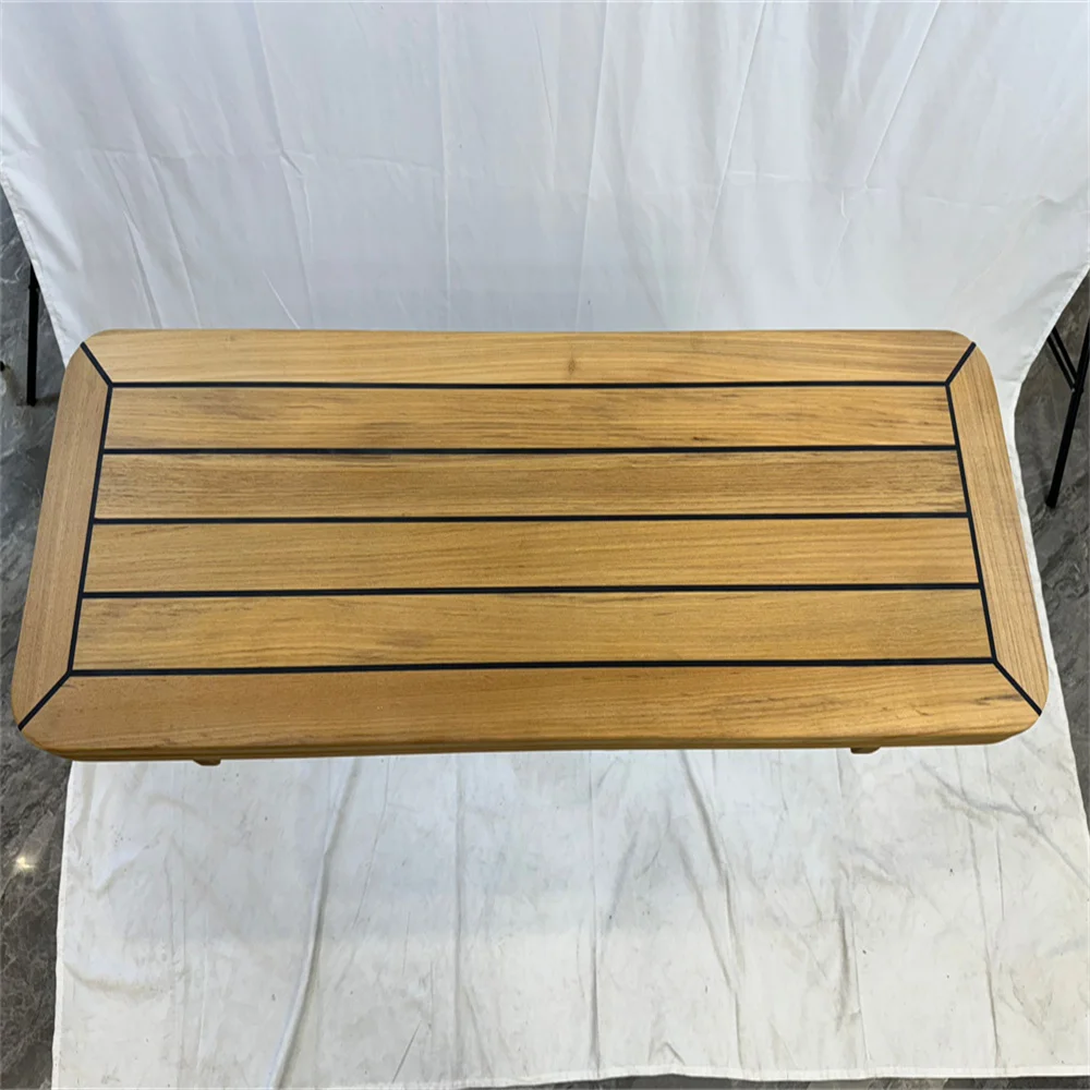 Folding Teak Table Top 680/340x1000mm,26.8/13.4x39.4 Inch Rectangular Star Inlay Marine Boat Yatch RV TF34100