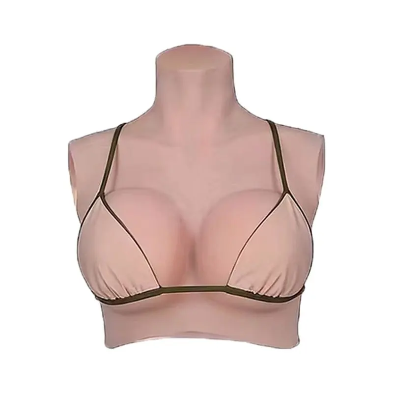 High Neck Silicone Breast Chest Plate - Top for Drag Queens, Film/TV Costume Props, Soft Touch Sensation Chest Plate, C-G Cup