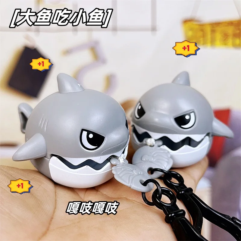 Creative Funny Pull Thread Teeth Shark Transport Truck Keychain Cartoon Toy Student Pendant Gift