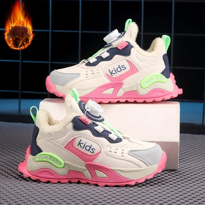 

Kids Sneakers Winter Warm Cotton Sports Shoes for Children Casual PU Leather Sneakers Boys Girls 2025 New Trendy Winter Trainers