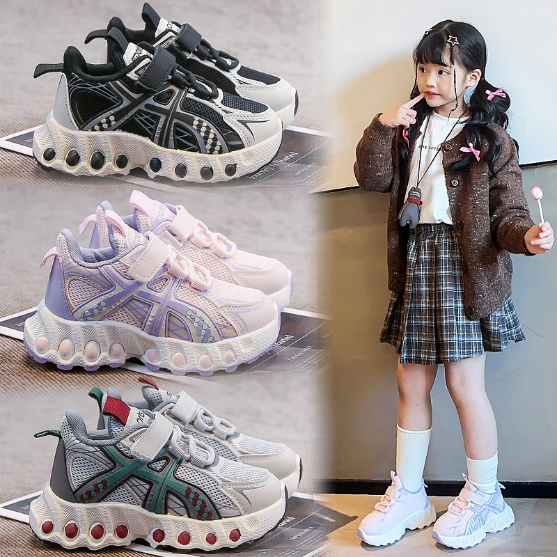 

Anti-skid Leather Girls Sneakers Autumn Fashion Design Cute Kids Casual Walking Footwear Childrens Boy Sport Running Sneaker
