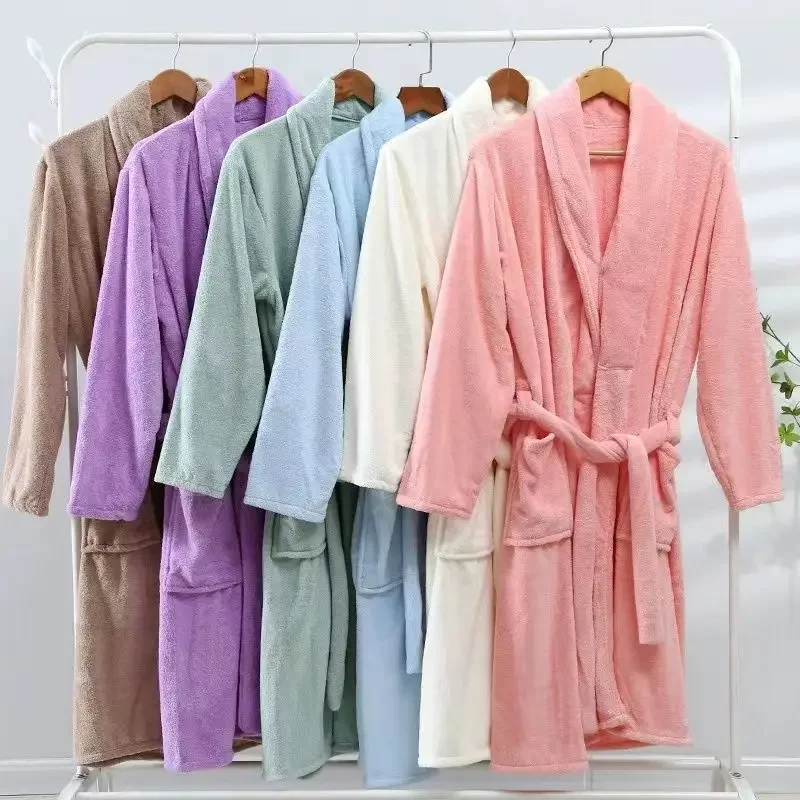 

Women Kimono Bathrobe Gown Nightdress Winter Warm Thick Coral Fleece Nightgown Sleepwear Soft Flannel Robe Home Clothes Negligee