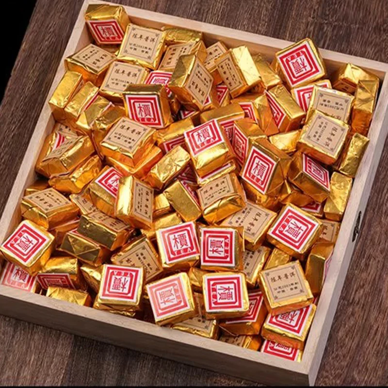 Choice Pu'er Square Small Brick DIY Puer Golden Aluminum Foil Paper 6g/pcs Classic Pu erh Custom Labels Can Reused Yunnan Origin