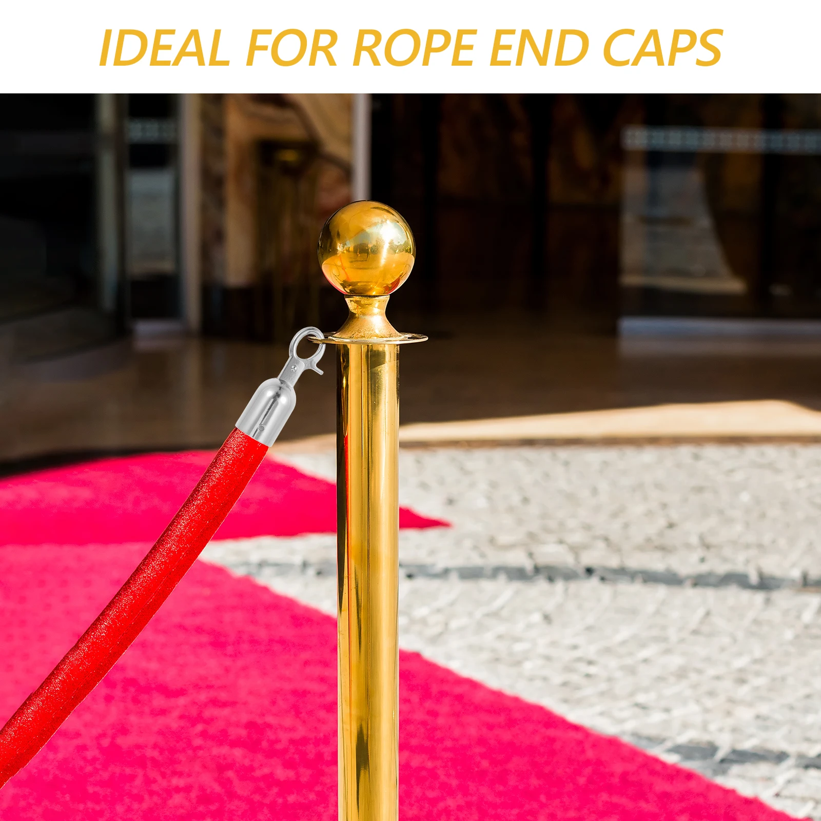 

2Pcs Cord Stoppers Rope End Caps Crowd Control Barriers Reliable Performance Elegant Design Snap Rope Connectors