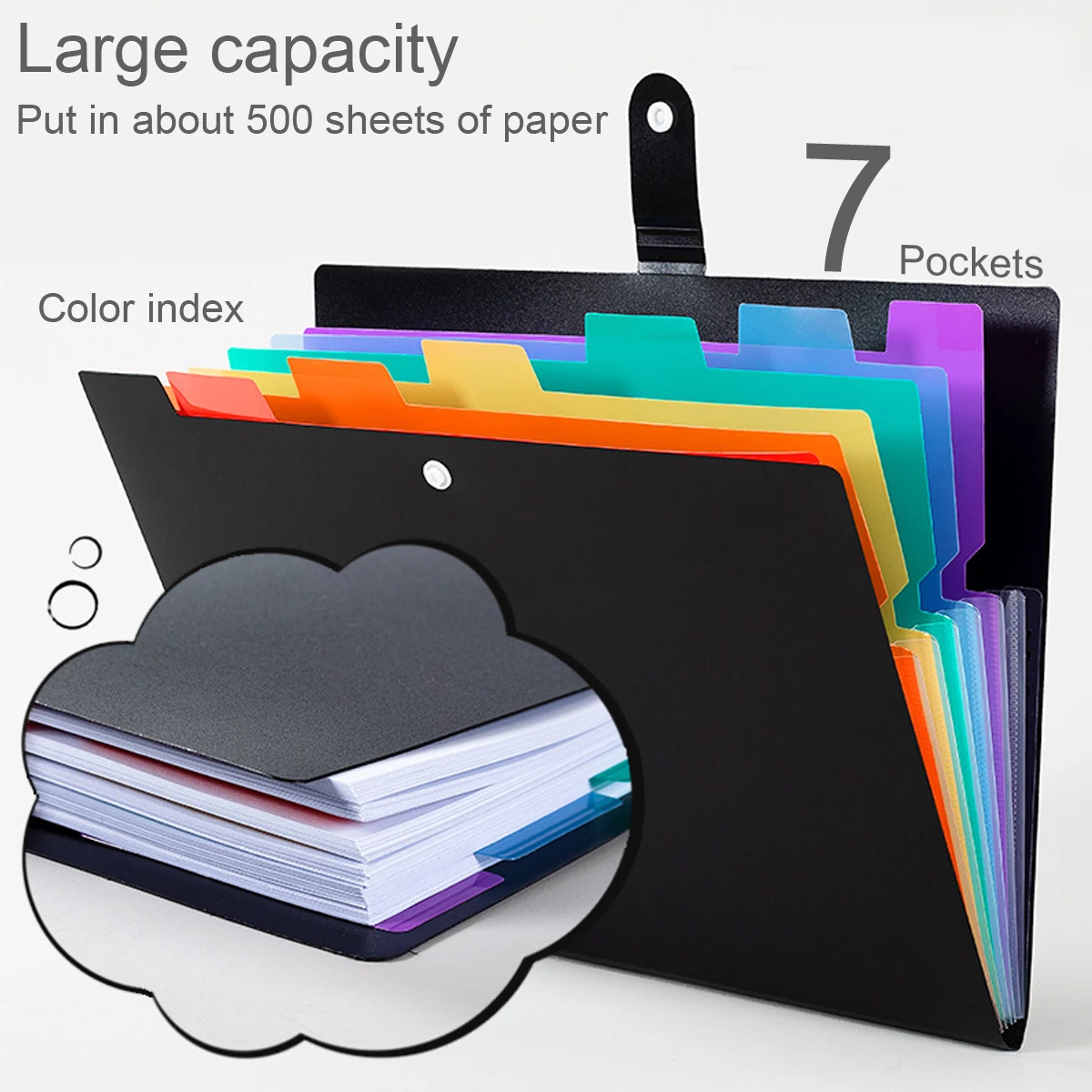 A4 Organ Folder Document Bag Multi-layer Classified Storage Folder Color Index Student Office File Bag Can Hold 300-500 Sheets