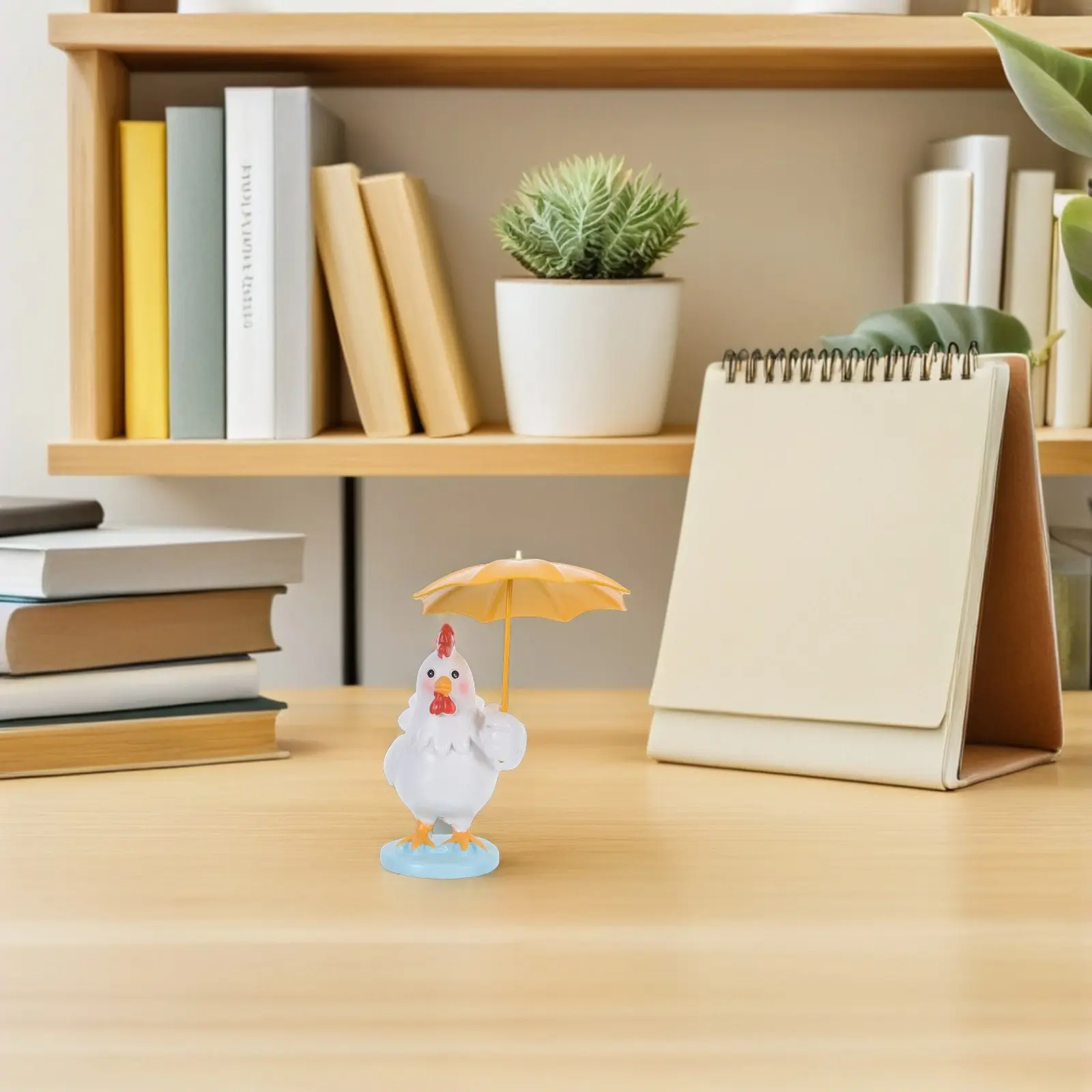 Garden Statue Decorative Resin Rooster Holding Umbrella Small Outdoor Yard Ornament Mini Resin Chicken Sculpture Cute Garden