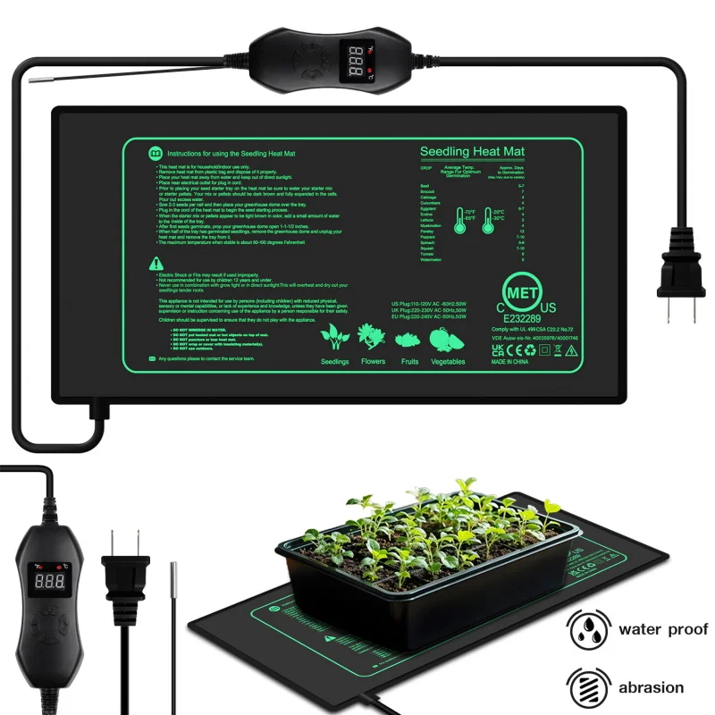 

Грелка для растений с контролируемой температурой, незаменимая для посева и выращивания рассады, улучшения скорости проращивания, водонепроницаемый материал, вилка европейского/американского стандарта