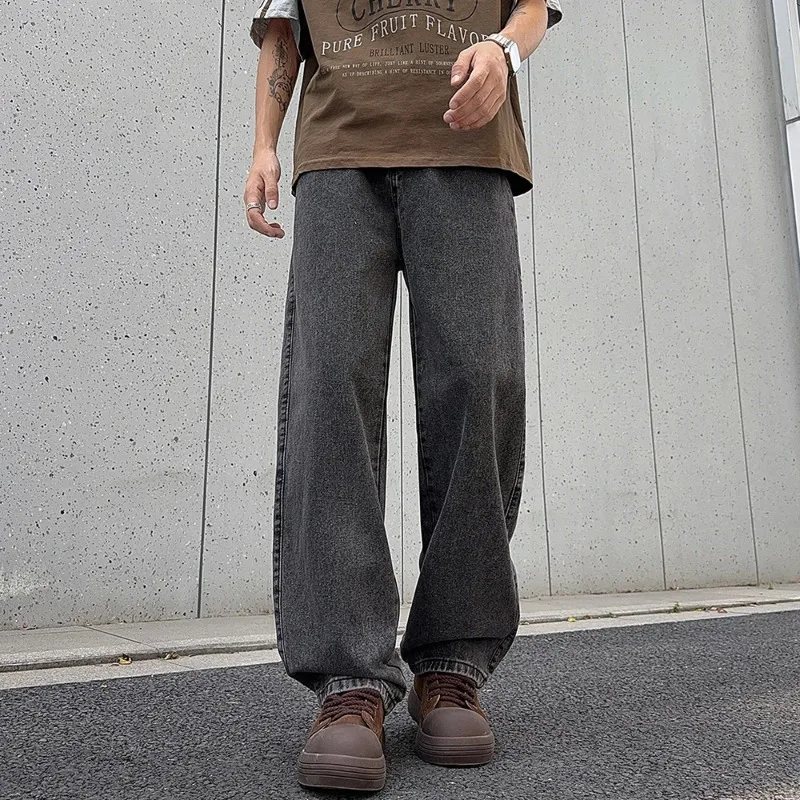 

Autumn New Retro Washed Vintage Men's Jeans Korean Street Loose Straight Leg Wide Leg Pants for Teenagers Casual Pants