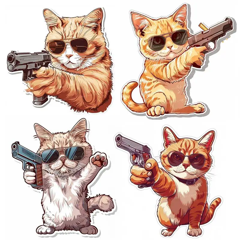 

Funny Cat With Gun Car Sticker Vinyl Decal Waterproof Rear Window Motorcycle Camper Bumper Truck Laptop Decoration SH614