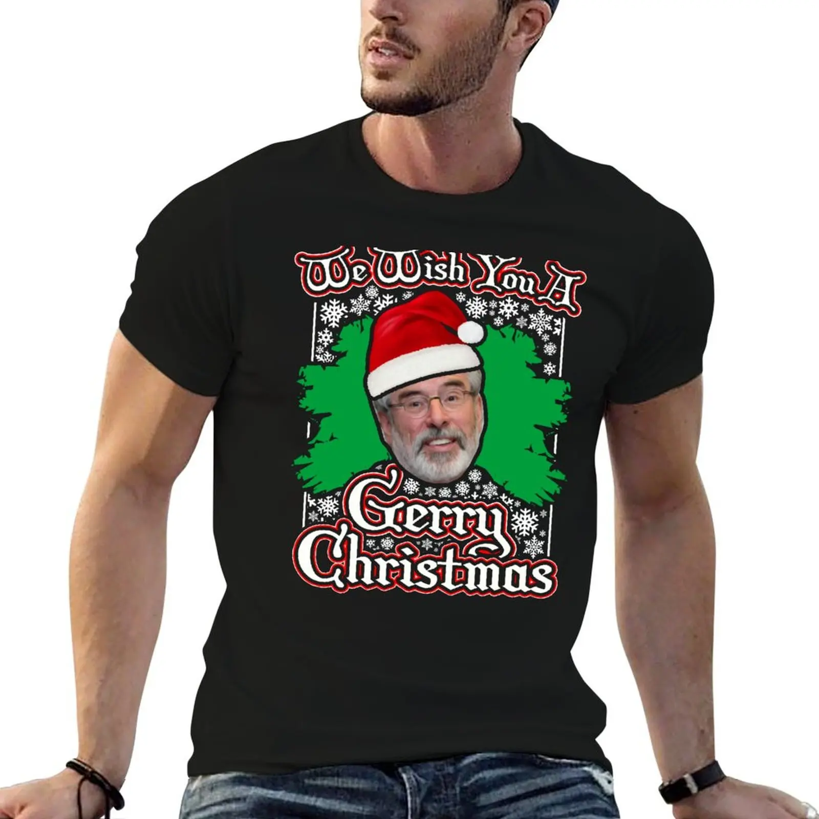 Camiseta We Wish You A Gerry Christmas, camiseta informal urbana de corte holgado