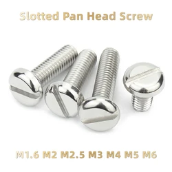 10-50pcs M1.6 M2 M2.5 M3 M4 M5 M6 304 A2-70 Stainless Steel  Metric Threaded Slotted Pan Head Round Head Machine Screw Bolt
