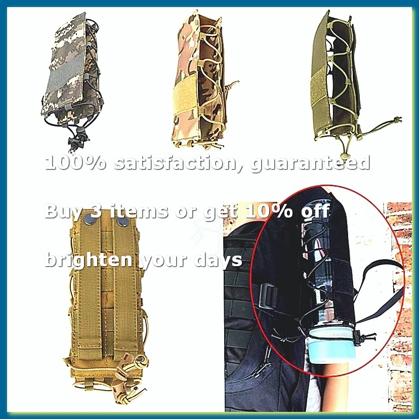 ●Bottle Holder Drinking Bottle Pouch Nylon Molle Water Bottle Holder For Cycling Running Outdoor Sports - Black