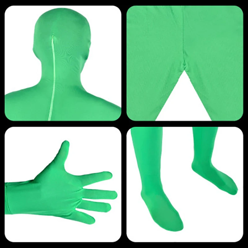 Green Screen Suit Unisex Disappearing Skin Bodysuit Photography Backdrop Chroma Key Invisible Effect Photo Video Background