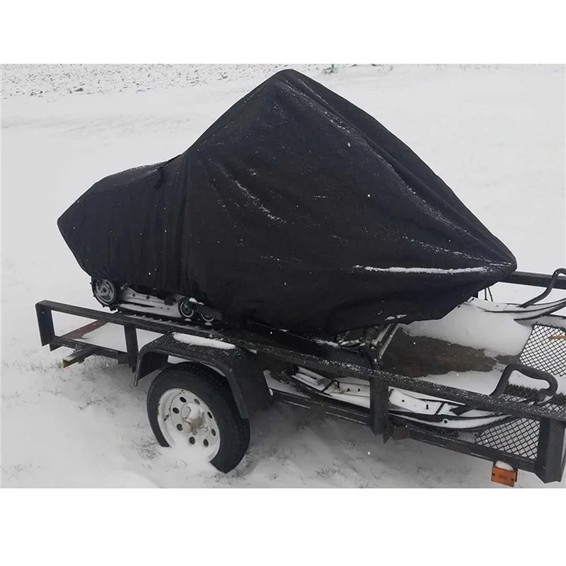 

2X Snowmobile Cover Waterproof Dust Trailerable Sled Cover Anti-UV Winter Motorcycle Outdoor Black 145X51x48cm