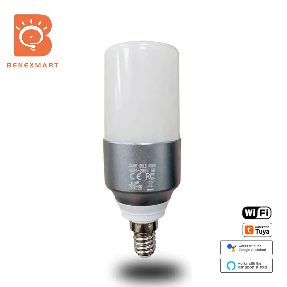 

Benexmart WiFi E14 LED Light Bulb RGBW Smart Candle Light Work with Tuya Alexa Google Home Voice Control Smart Life App