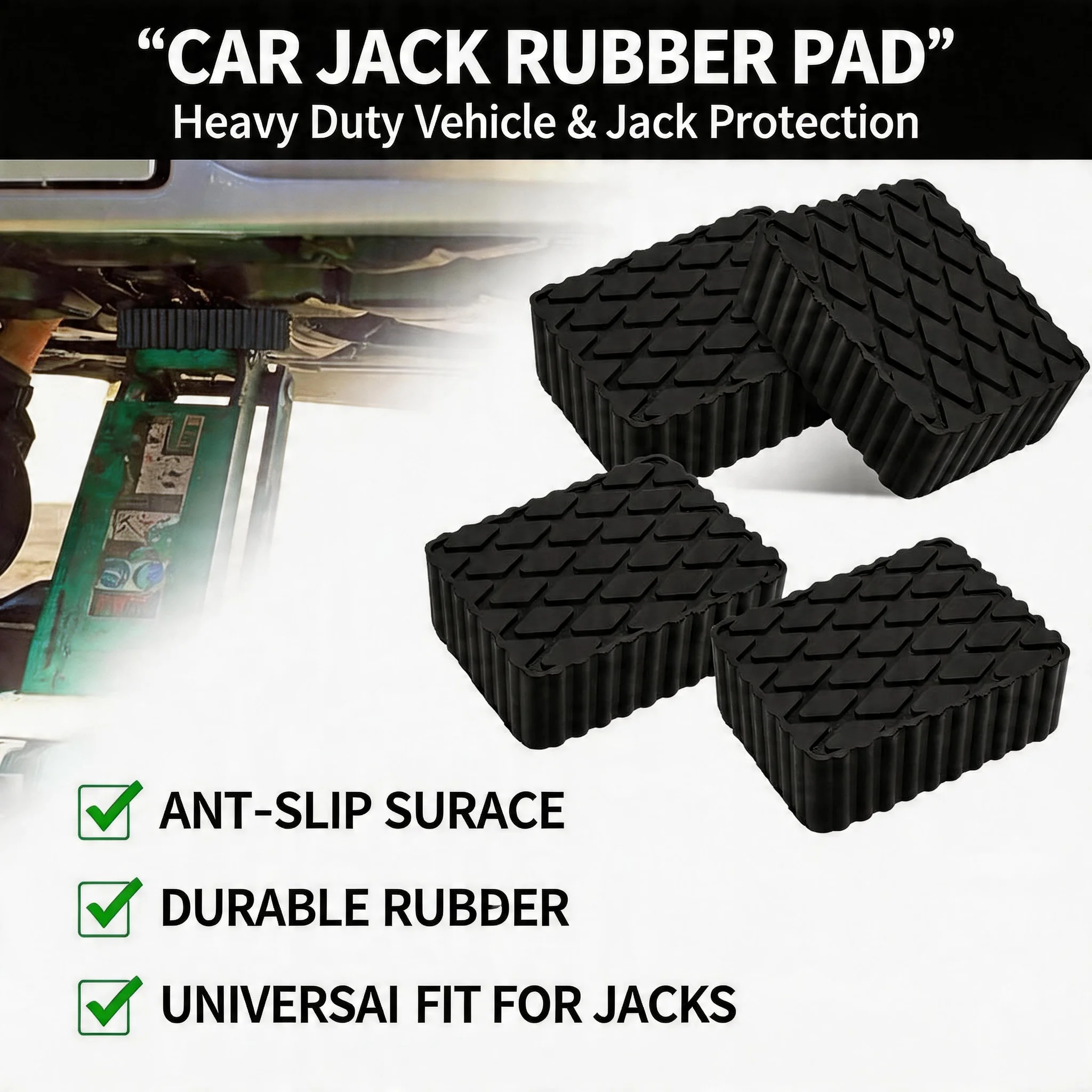 Solid Rubber Lifting Pads Heavy Duty Lifting Blocks Non-Slip Spacers for Car Jacks High Load Protector for Jack and Racks