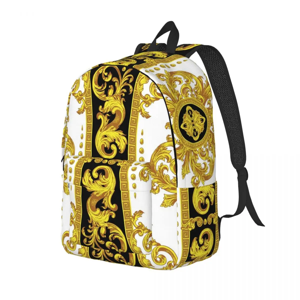 Hand Drawing Baroque Black Yellow Student Backpack School Bag Hiking Travel Daypack for Boys Girls Fashion Bookbag Shoulder Bags