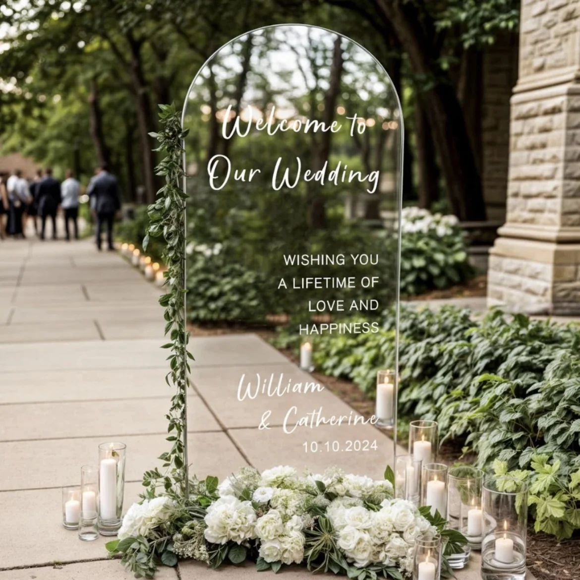 Welcome To Our Wedding Vinyl Stickers Welcome Sign Entry Stickers Customized Name Decal for Mirror Board Party Decor